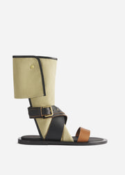 Canvas Gladiator Wrap Sandal in Ecru - CO Collections